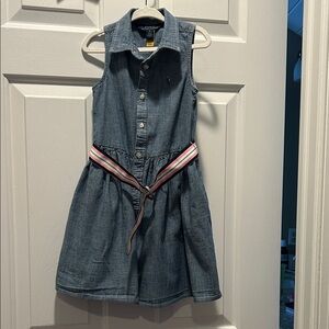 Ralph Lauren Blue Denim Dress with Pink Belt
